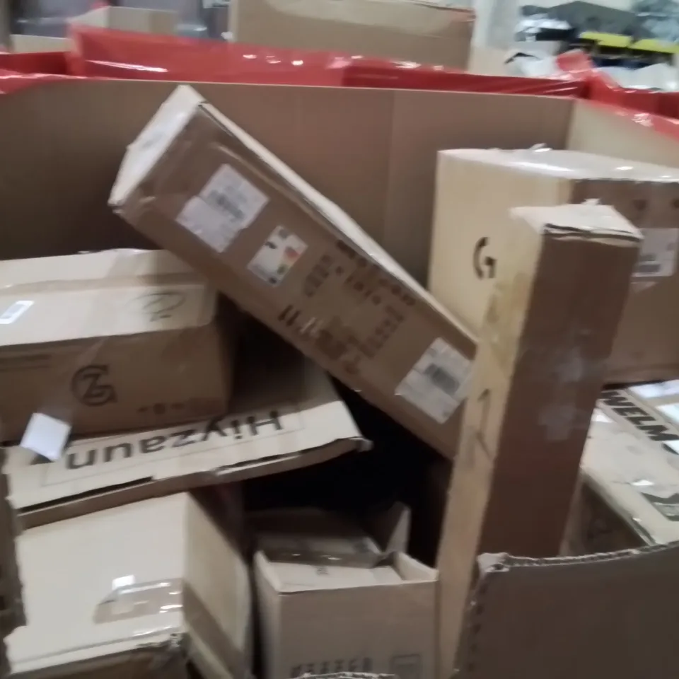 PALLET OF ASSORTED HOUSEHOLD GOODS AND PRODUCTS TO INCLUDE;CEILING FAN WITH LIGHT,BIKE,LOGITECH PEDALS