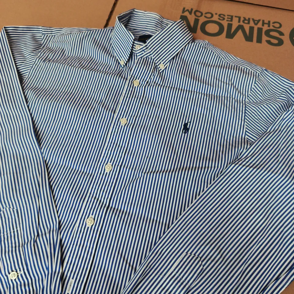 RALPH LAUREN STRIPED BUTTON-DOWN SHIRT - MENS - UK SIZE M