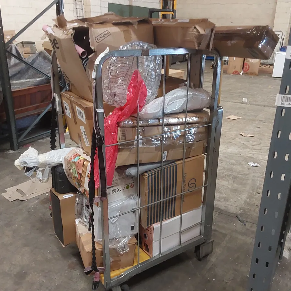 CAGE OF ASSORTED CONSUMER PRODUCTS/FURNITURE PARTS // CAGE NOT INCLUDED 