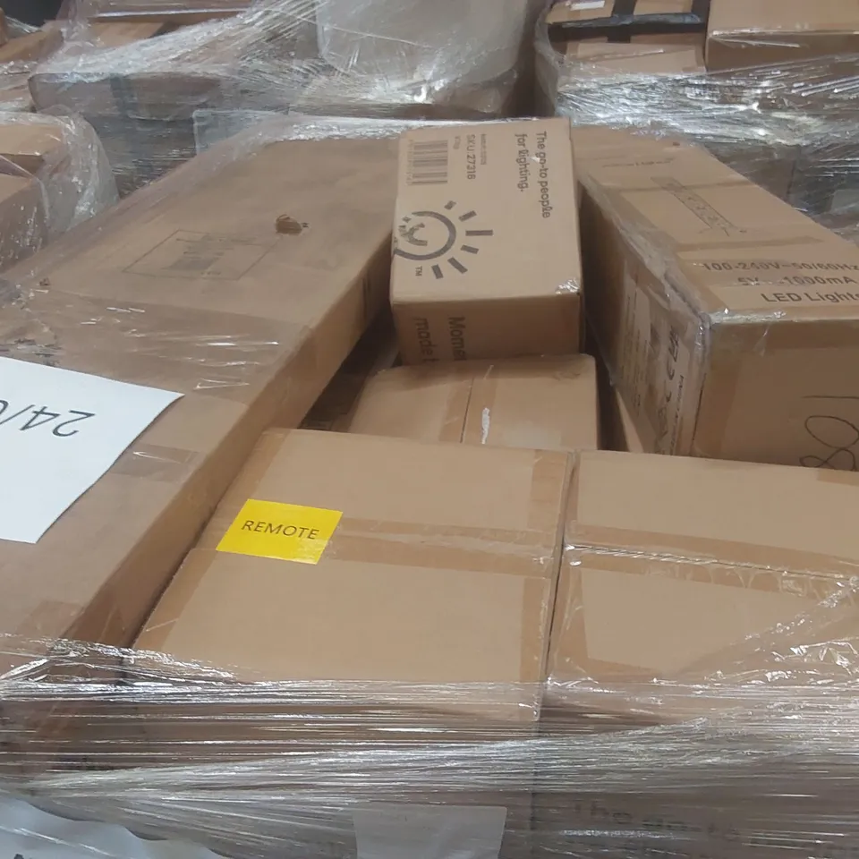 PALLET CONTAINING A VERY LARGE QUANTITY OF ASSORTED DESIGNER LIGHTING PRODUCTS
