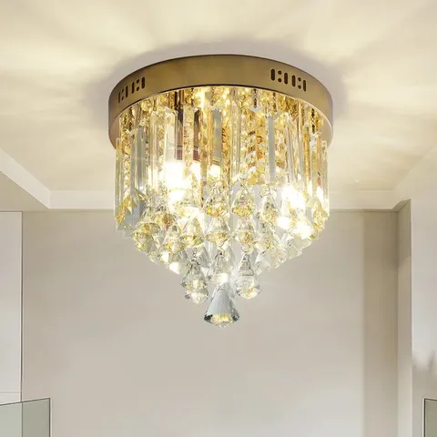 BOXED JANEVA 3 LIGHT 28CM  CRYSTAL DIMMABLE FLUSH MOUNT