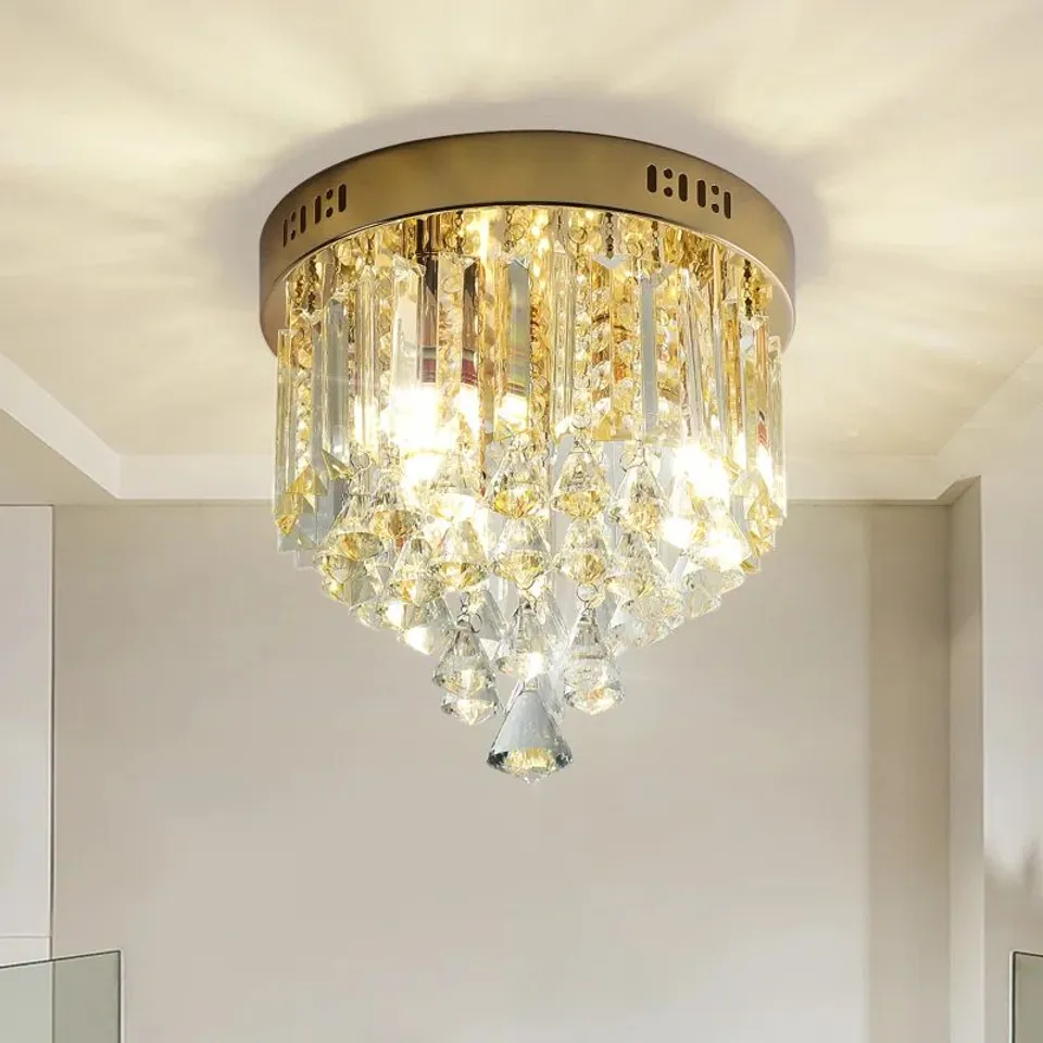 BOXED JANEVA 3 LIGHT 28CM  CRYSTAL DIMMABLE FLUSH MOUNT