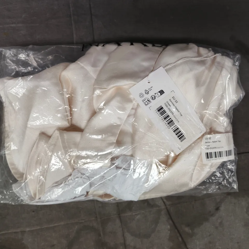 BAGGED NA-KD BANDEAU PEPLUM TOP IN CREAM SIZE EU 32