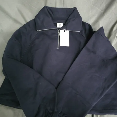 NINETY PERCENT SIGNATURE HALF ZIP SWEATSHIRT IN NAVY - LARGE