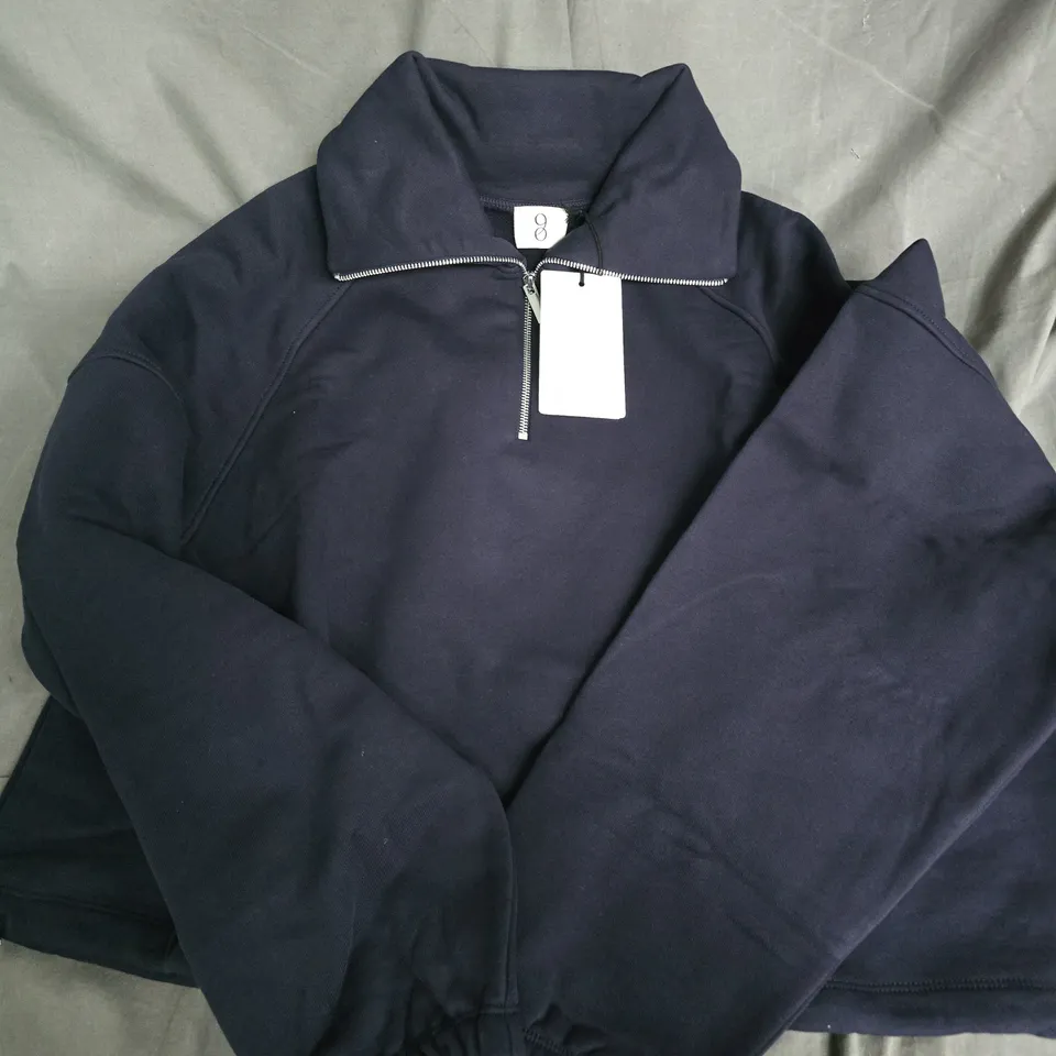NINETY PERCENT SIGNATURE HALF ZIP SWEATSHIRT IN NAVY - LARGE