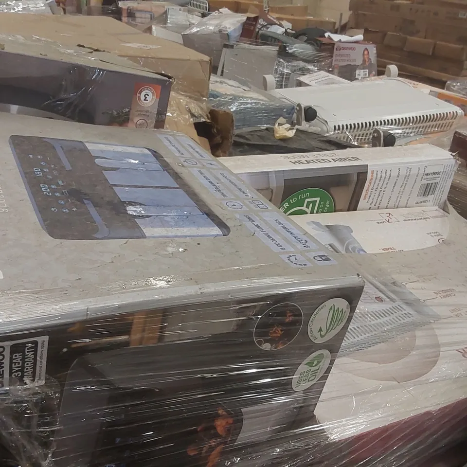 PALLET CONTAINING A VERY LARGE QUANTITY OF ASSORTED ELECTRIC ITEMS INCLUDING: DAEWOO KETTLES, AIR FRYER, FAN ECT