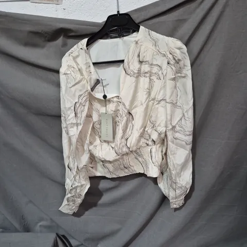 MINT VELVET MARBLE PRINT BLOUSE – CREAM, SIZE M SIZE UNSPECIFIED 