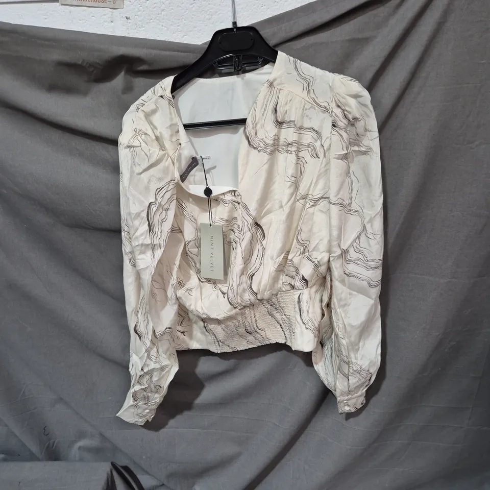 MINT VELVET MARBLE PRINT BLOUSE – CREAM, SIZE M SIZE UNSPECIFIED