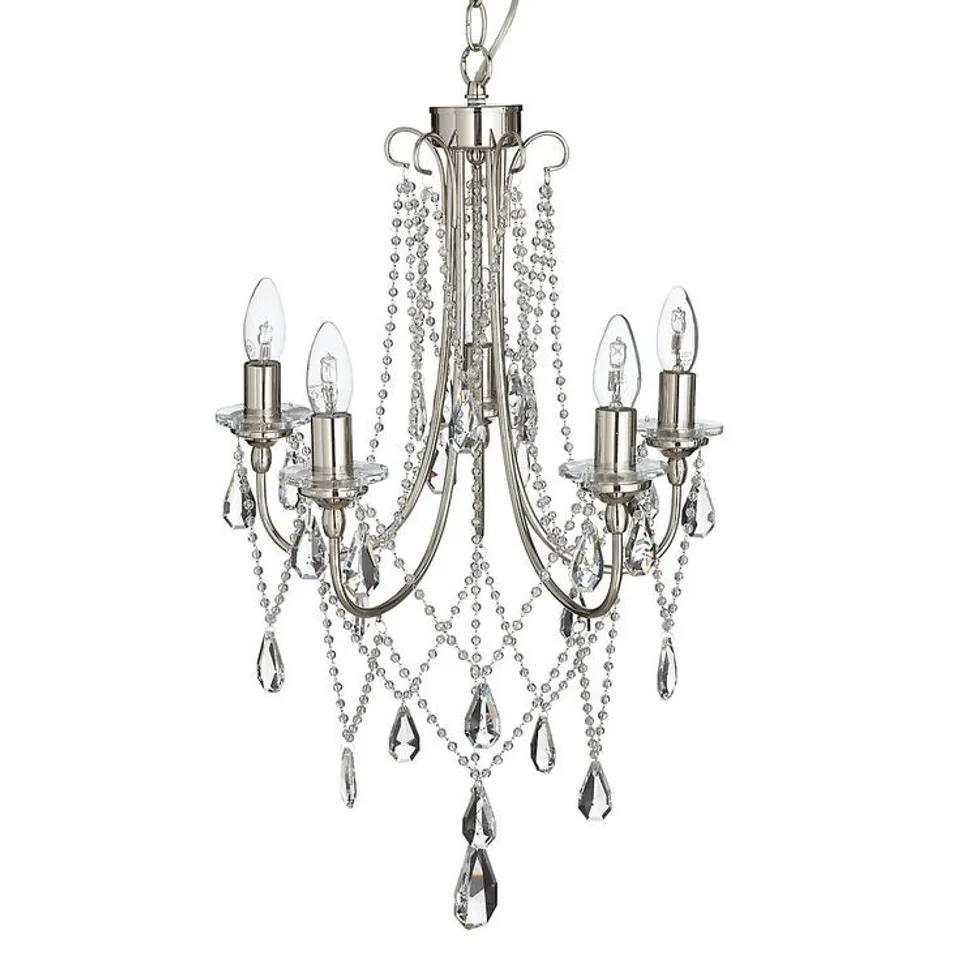 M&S GRACE 5 LIGHT SILVER CHANDELIER 
