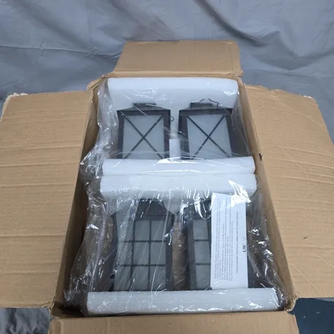 SET OF 4 BLACK LANTERN-STYLE WALL LIGHTS