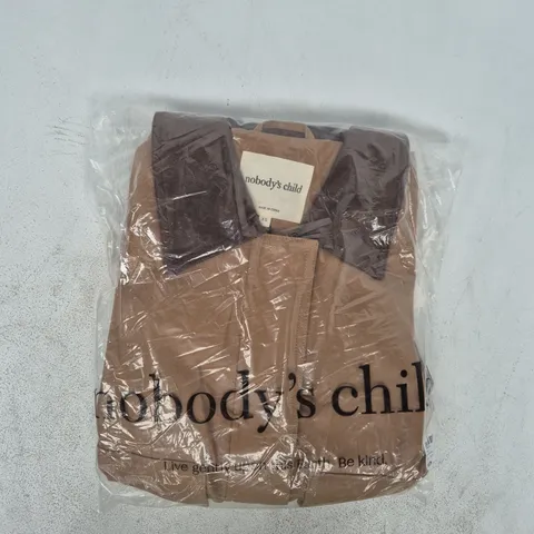 BAGGED NOBODY'S CHILD CROPPED FREDDIE BARN COAT IN BEIGE SIZE XS
