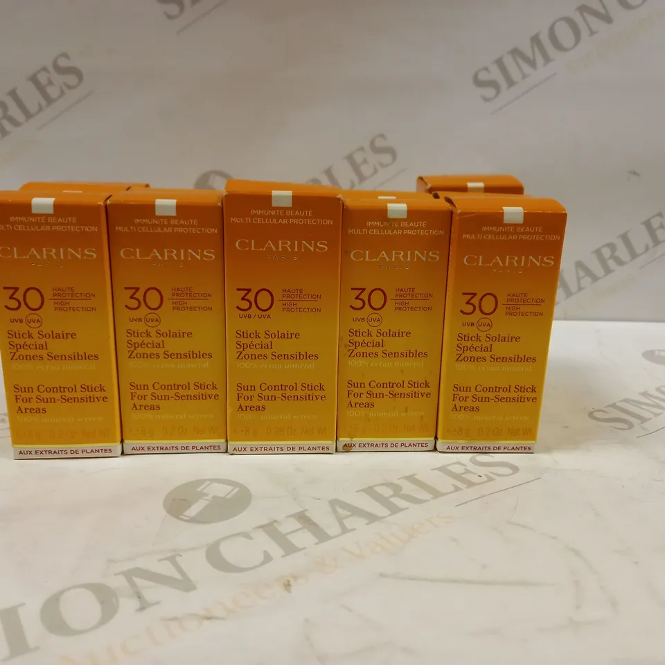 BUNDLE OF APPROX 10 Clarins PARIS HIGH PROTECTION SUN CONTROL STICK FOR SUN-SENSITIVE AREAS