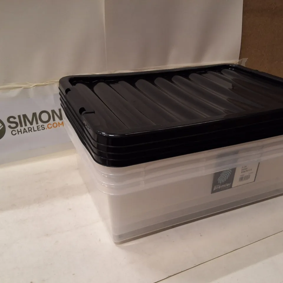 SET OF 3 PREMIER STORAGE 32 LITRE UNDERBED STORAGE BOX & LID