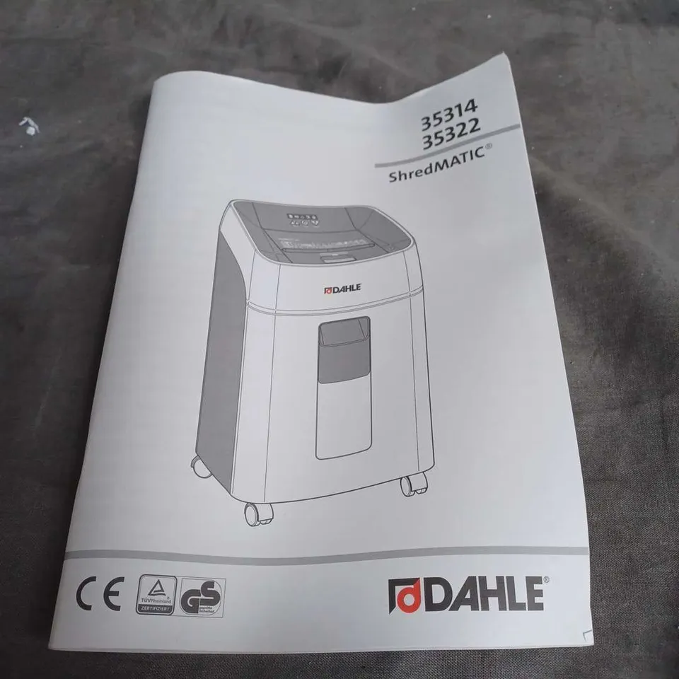 BOXED DAHLE SHREDMATIC PAPER SHREDDER IN GREY - COLLECTION ONLY