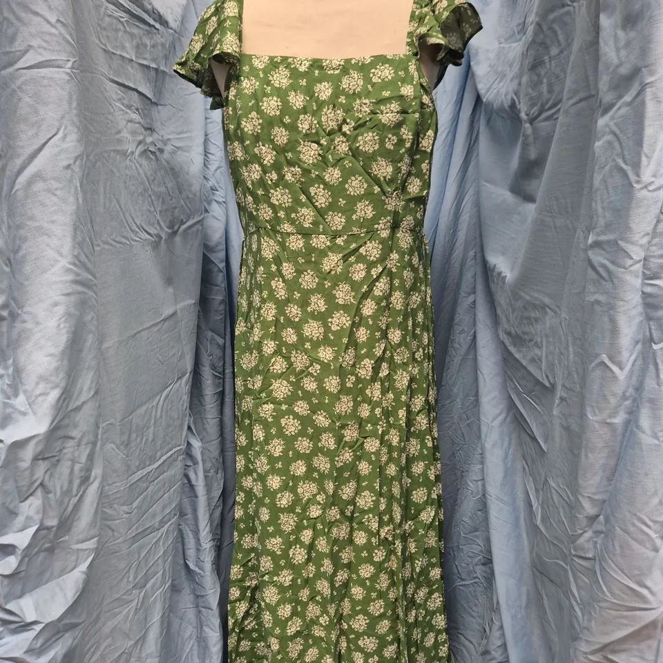 NOBODY'S CHILD ELSIE MIDI DRESS IN GREEN SIZE UK 12