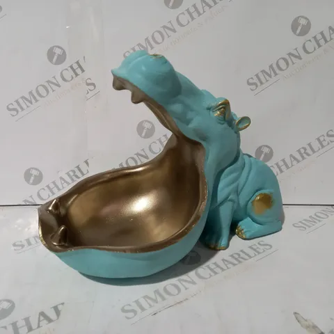 BOXED UNBRANDED HIPPO KEY BOWL IN BLUE/METALLIC GOLD