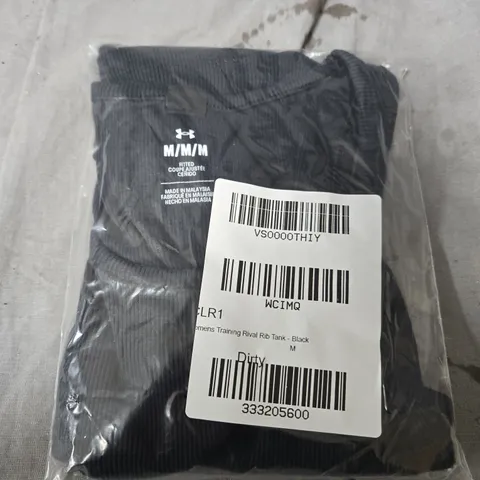 UNDER ARMOUR WOMENS TRAINING RIVAL RIB TANK - BLACK - SIZE M