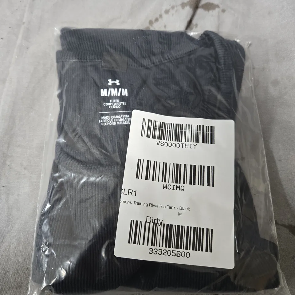 UNDER ARMOUR WOMENS TRAINING RIVAL RIB TANK - BLACK - SIZE M