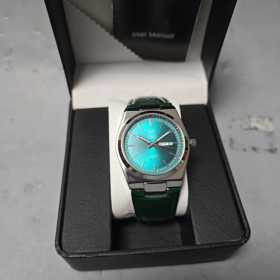 ERNEST FERDINAND WATCH – DAY DATE CALENDAR DIAL – LEATHER STRAP – 3ATM WATER RESISTANT - GIFT BOX
