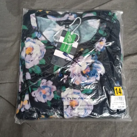 BAGGED CREW CLOTHING BEA JERSEY DRESS – NAVY FLORAL, UK SIZE 14