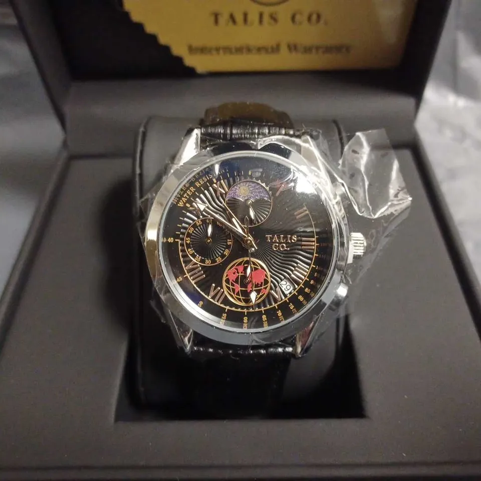 TALIS CO 7120 CHRONOGRAPH WATCH – MOON PHASE MOVEMENT – GENUINE LEATHER STRAP