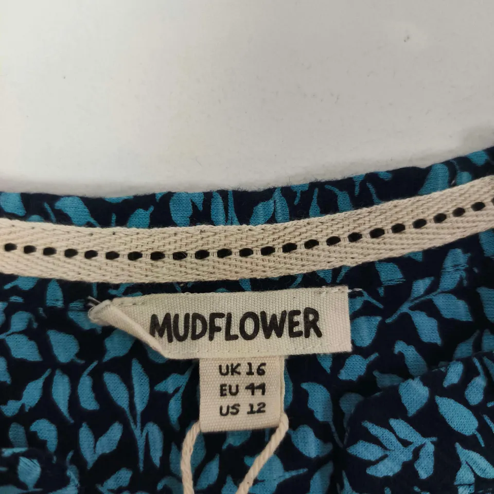MUDFLOWER WOMEN’S BLUE FLORAL PRINT BLOUSE – UK 16 (EU 44, US 12)