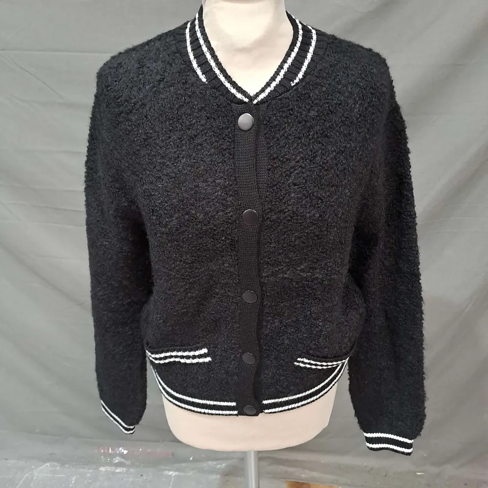 MNG CAZADORA TRICOT JACKET IN BLACK SIZE S