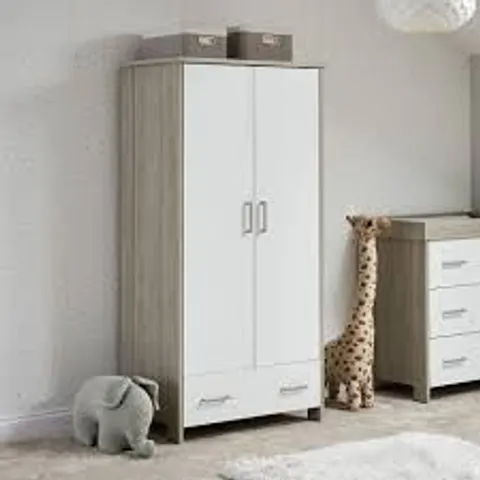 BOXED OBABY NIKA DOUBLE WARDROBE - GREY WASH & WHITE (3 BOXES)