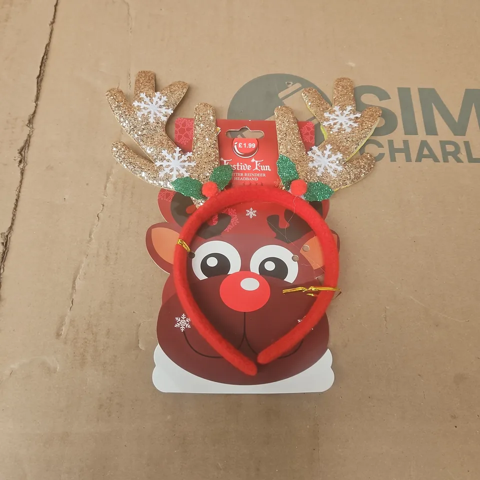 APPROXIMATELY 50 FESTIVE FUN GLITTER REINDEER HEADBANDS