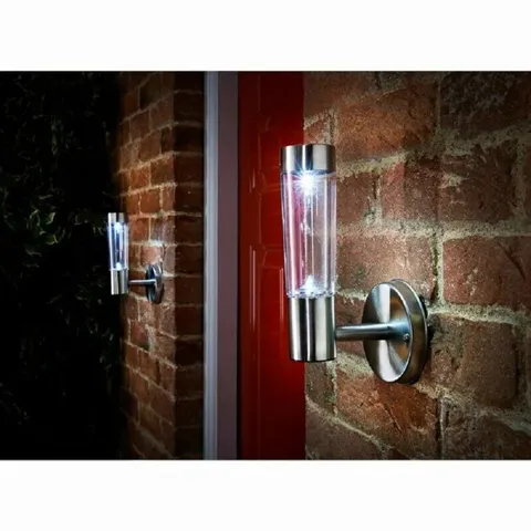 BOXED DESIRREE CHROME 20cm H SOLAR POWERED INTEGRATED LED OUTDOOR WALL LIGHT