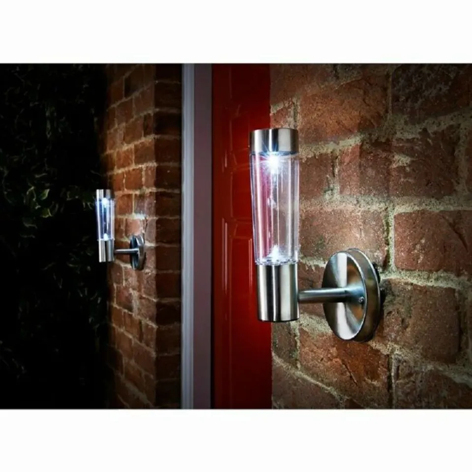 BOXED DESIRREE CHROME 20cm H SOLAR POWERED INTEGRATED LED OUTDOOR WALL LIGHT