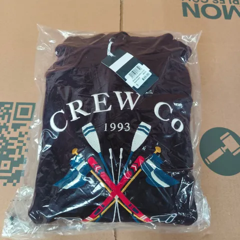BAGGED CREW CLOTHING COMPANY ALPINE EMBROIDERED HOODY IN MAHOGANY SIZE SMALL
