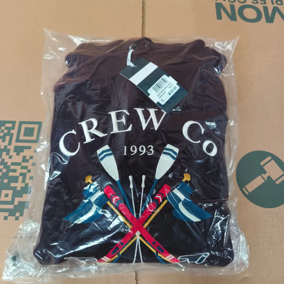 BAGGED CREW CLOTHING COMPANY ALPINE EMBROIDERED HOODY IN MAHOGANY SIZE SMALL