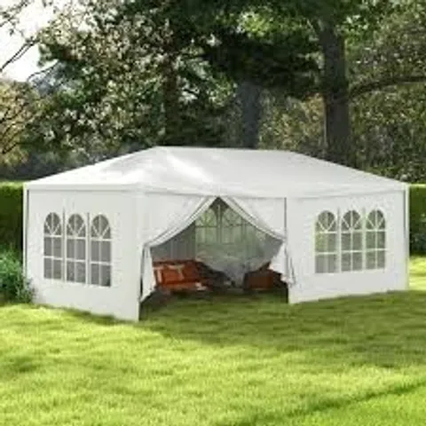 BOXED OUTSUNNY 6 X 3 M PARTY TENT WEDDING GAZEBO OUTDOOR WATERPROOF PE CANOPY SHADE WITH 6 REMOVABLE SIDE WALLS