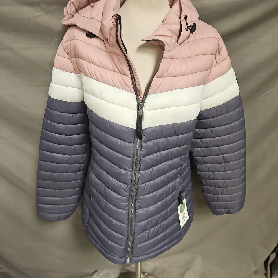 TOG24 COLOURBLOCK PADDED HOODED JACKET IN MULTI SIZE 18
