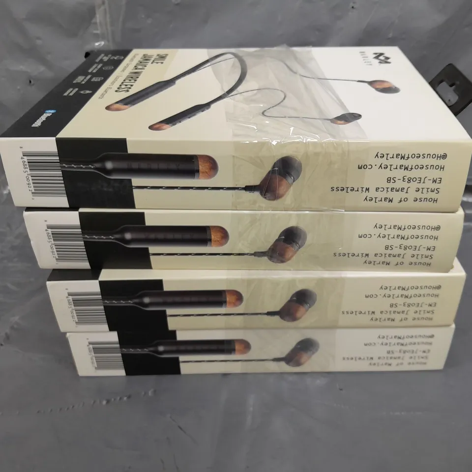 4 BOXED MARLEY SMILE JAMAICA WIRELESS BLUETOOTH HEADPHONES (BLACK)
