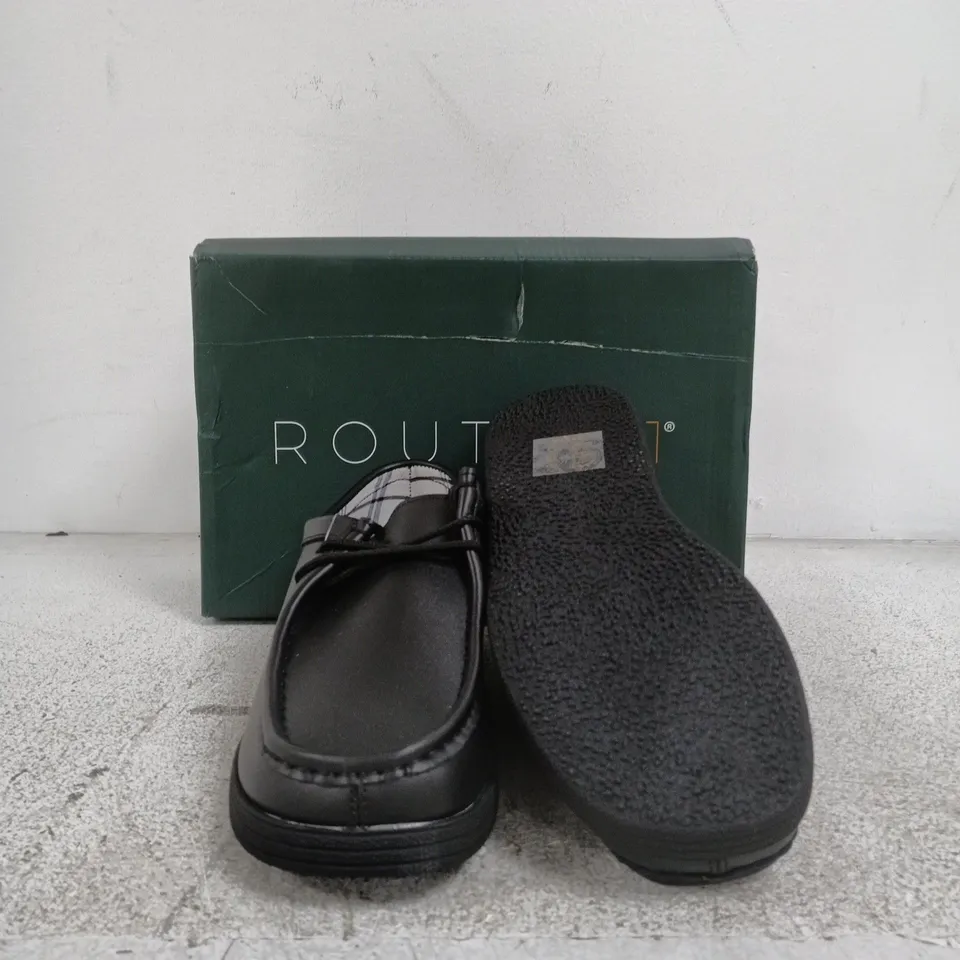 ROUTE 21 BLACK LEATHER LOAFERS – UK 5 (WOMEN)
