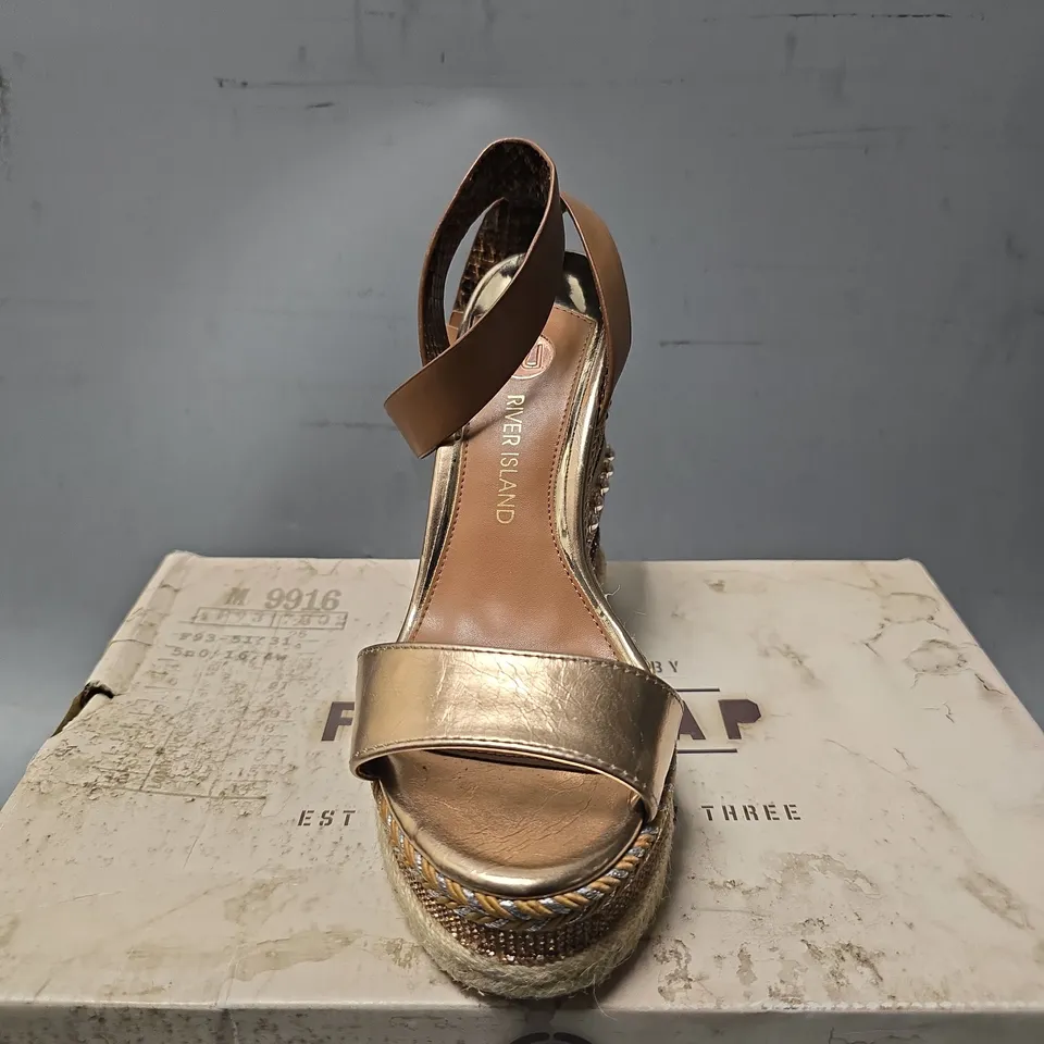 RIVER ISLAND HIGH TOP WEDGE SANDALS - SIZE 5 