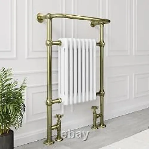 BOXED BRASS AND WHITE TRADITIONAL HEATED TOWEL RAIL RADIATOR 952 X 659MM - BEBA_28291