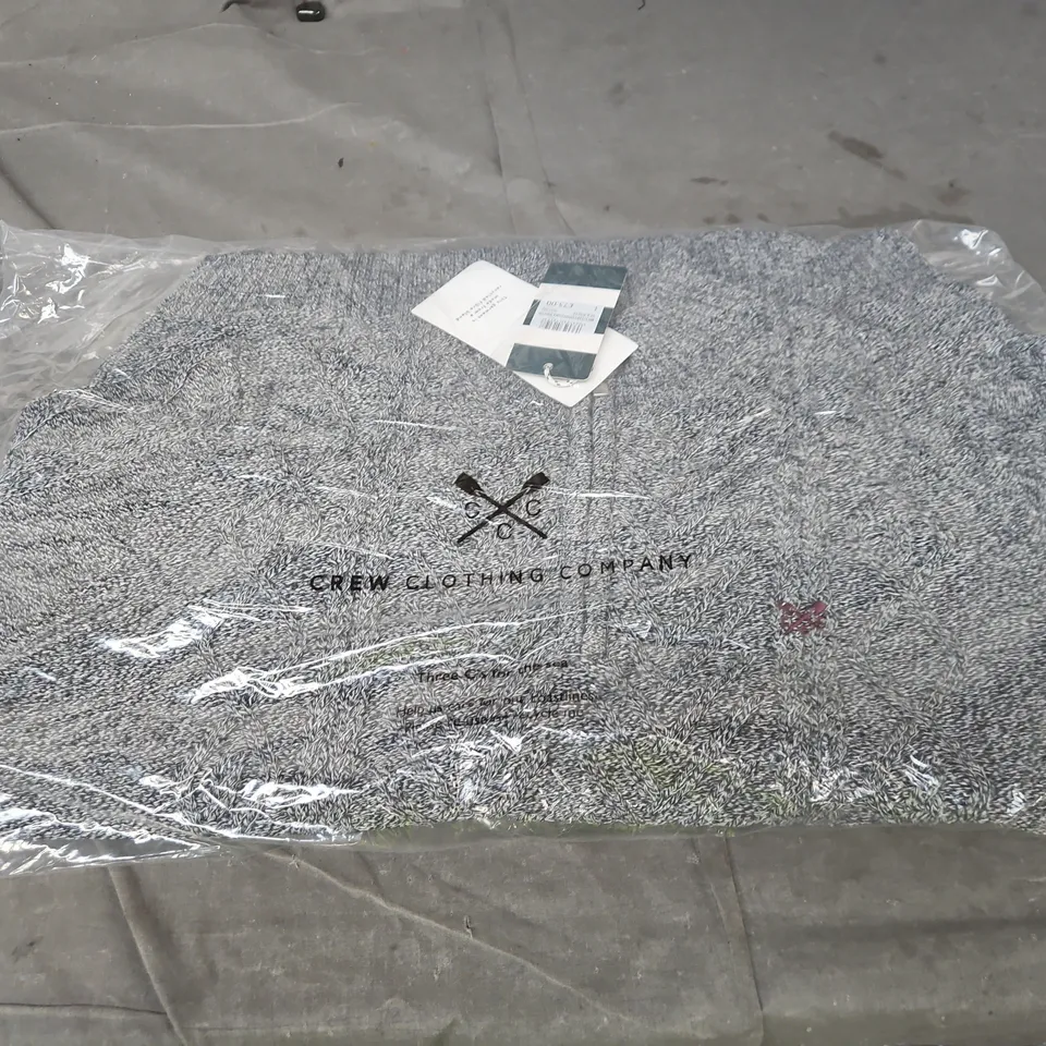 CREW CLOTHING COMPANY HALF ZIP KNIT JUMPER – GREY MARL – UK SIZE L
