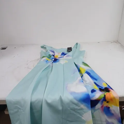 KALEIDOSCOPE GREEN/FLORAL PRINT DRESS SIZE 14 