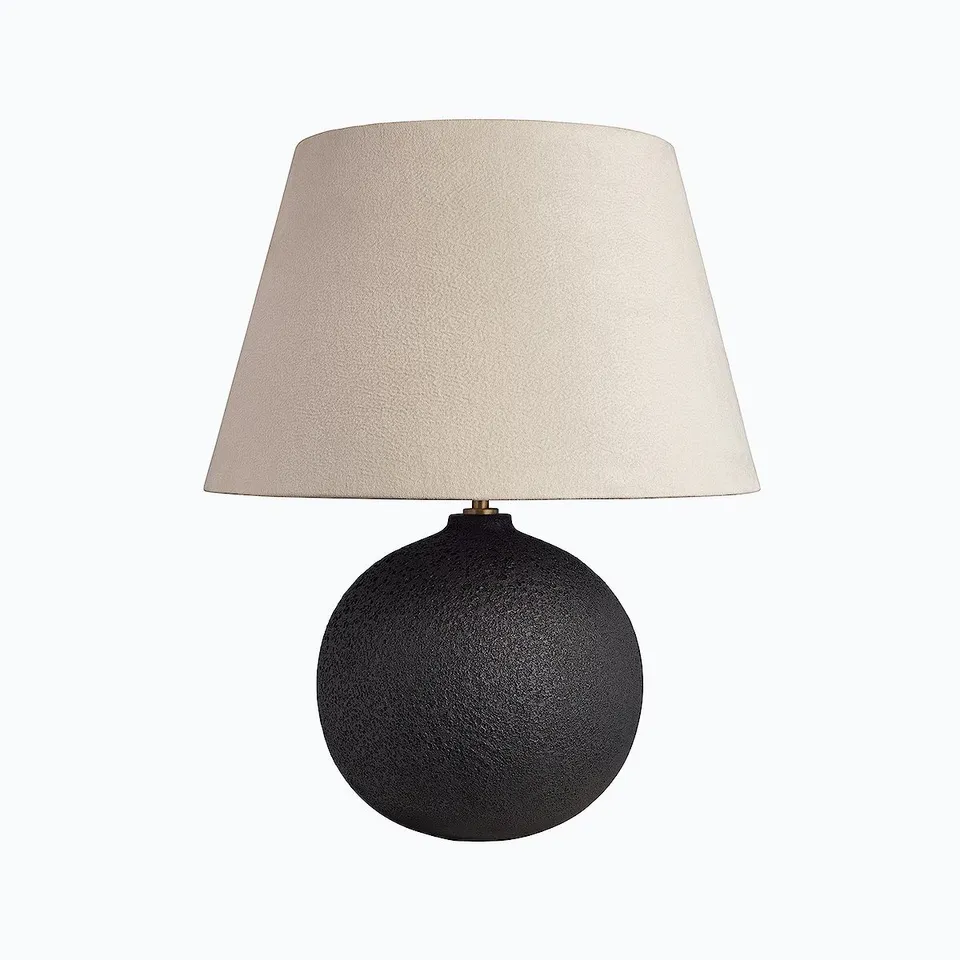 HOUSE OF FRASER AYDA PAINTED CERAMIC TABLE LAMP - GREY/BLUE