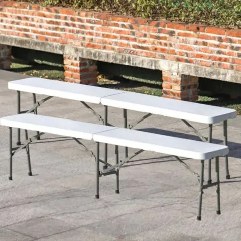 BOXED 6FT FOLDING BENCH SET WHITE 