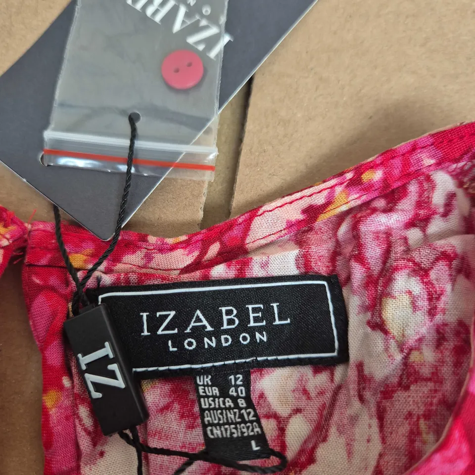 IZABEL LONDON WOMEN'S DRESS – PINK FLORAL, UK 12 (EUR 40, US 8)
