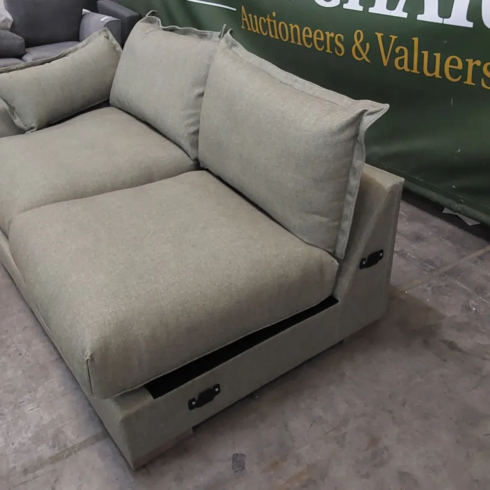 DESIGNER GAIA BUCKINGHAM SOFA PIECE UPHOLSTERED IN OLIVE FABRIC 