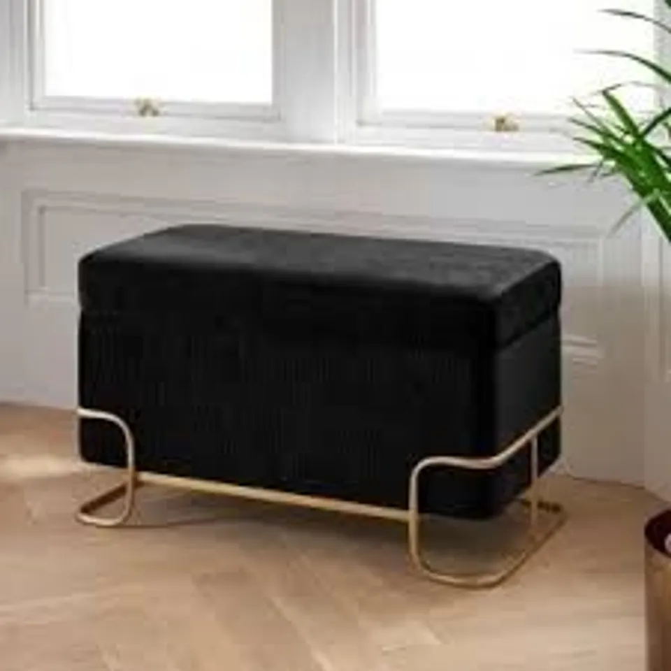 BRAND NEW BOXED HOMESDIRECT365 LARGE RECTANGULAR LOUNGE STOOL - BLACK 
