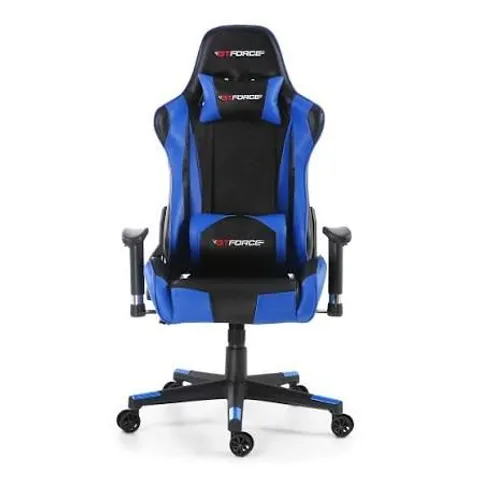 BOXED DESIGNER GT FORCE PRO FX LEATHER RACING SPORTS OFFICE CHAIR IN BLACK & BLUE