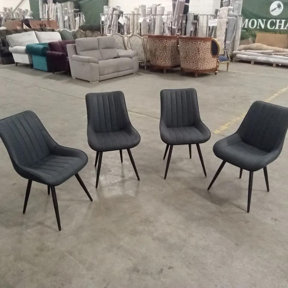 SET OF 4 MODERN FABRIC DINING CHAIRS - DARK GREY