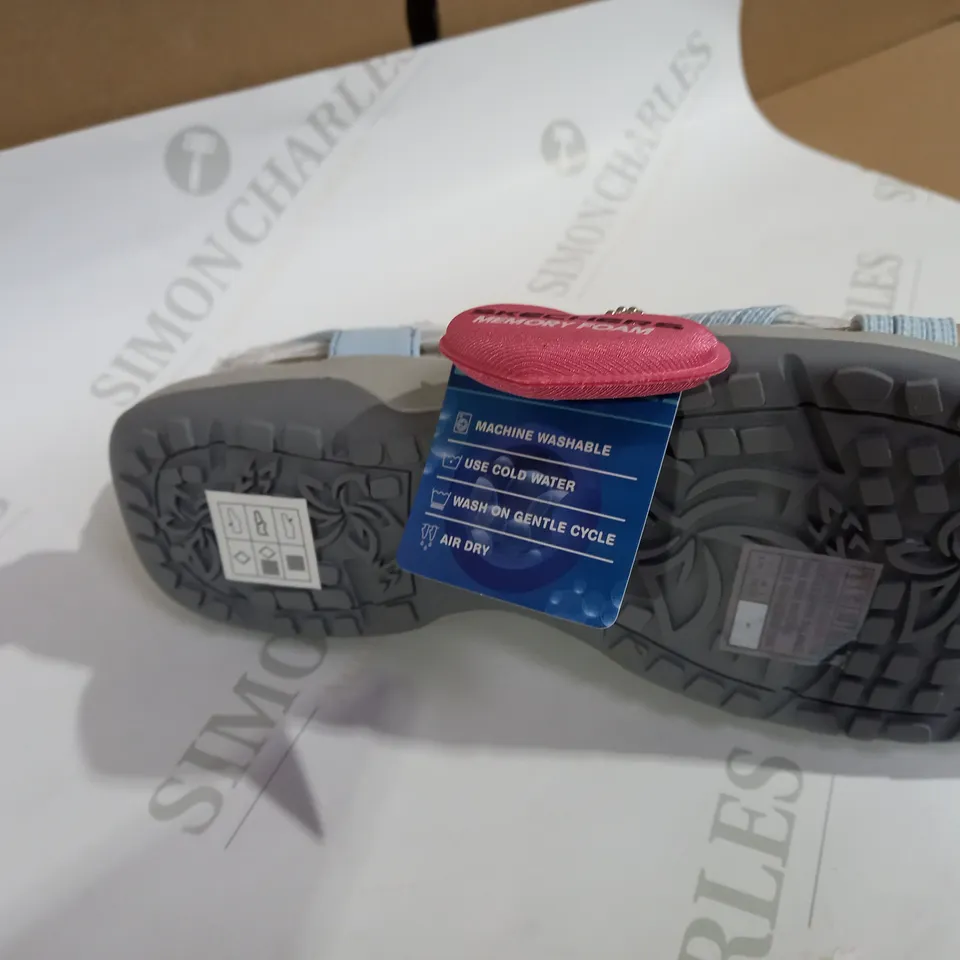 BOXED PAIR OF SKECHERS REGGAE SANDALS IN BLUE SIZE 5