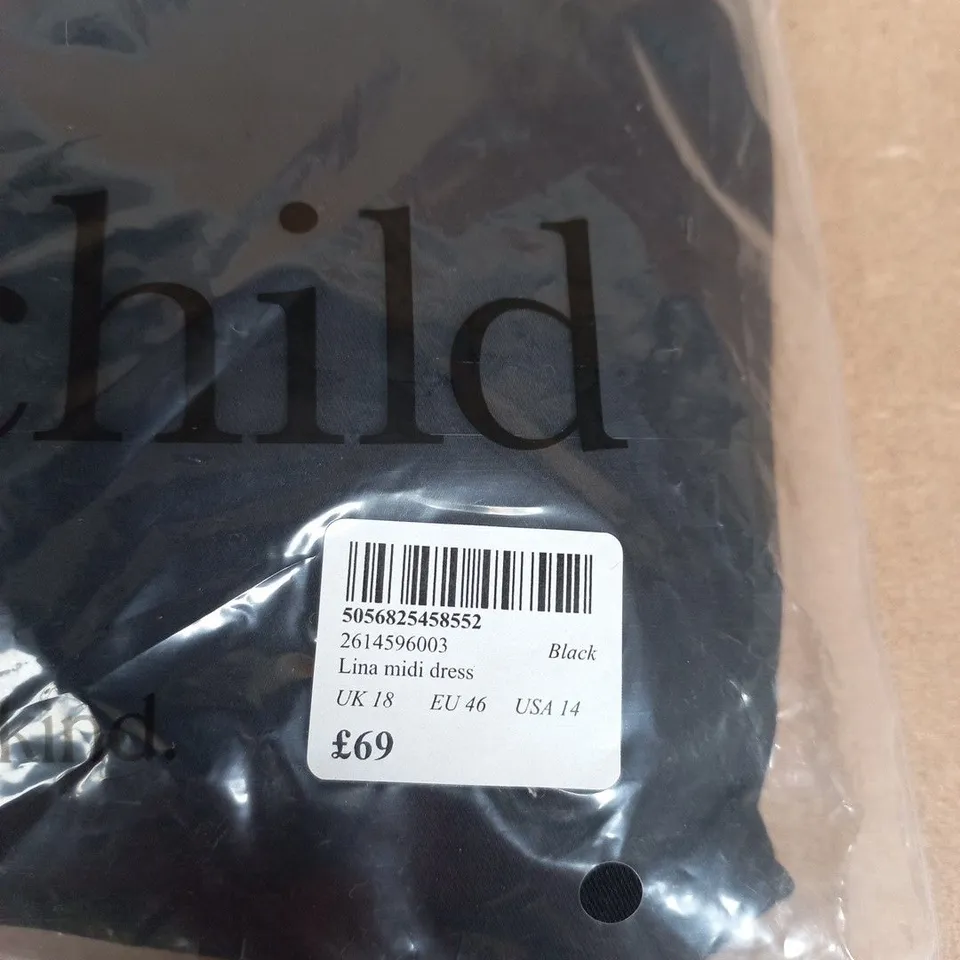 Nobody's Child Lina Midi Dress - Black, UK 18 (EU 46, USA 14)